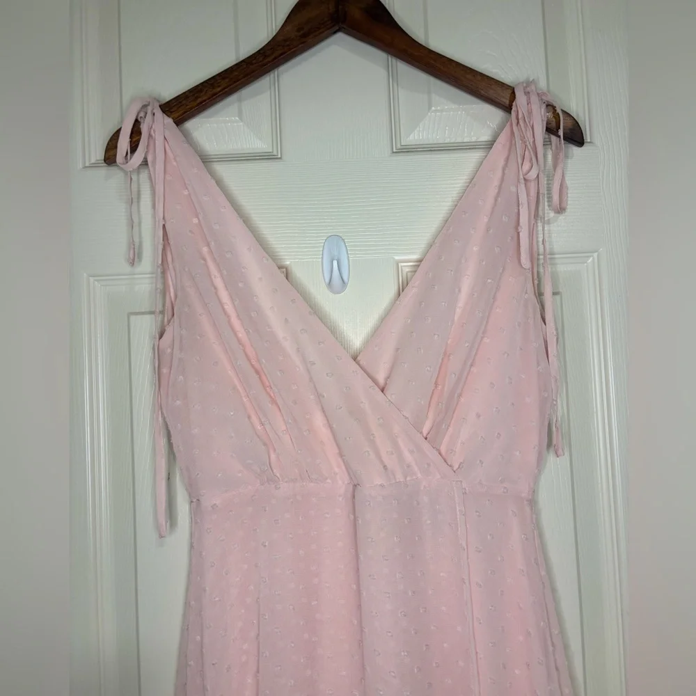 Lulus Pink Chiffon Maxi Dress V‑Neck maxi dress wedding guest - Picture 6 of 13